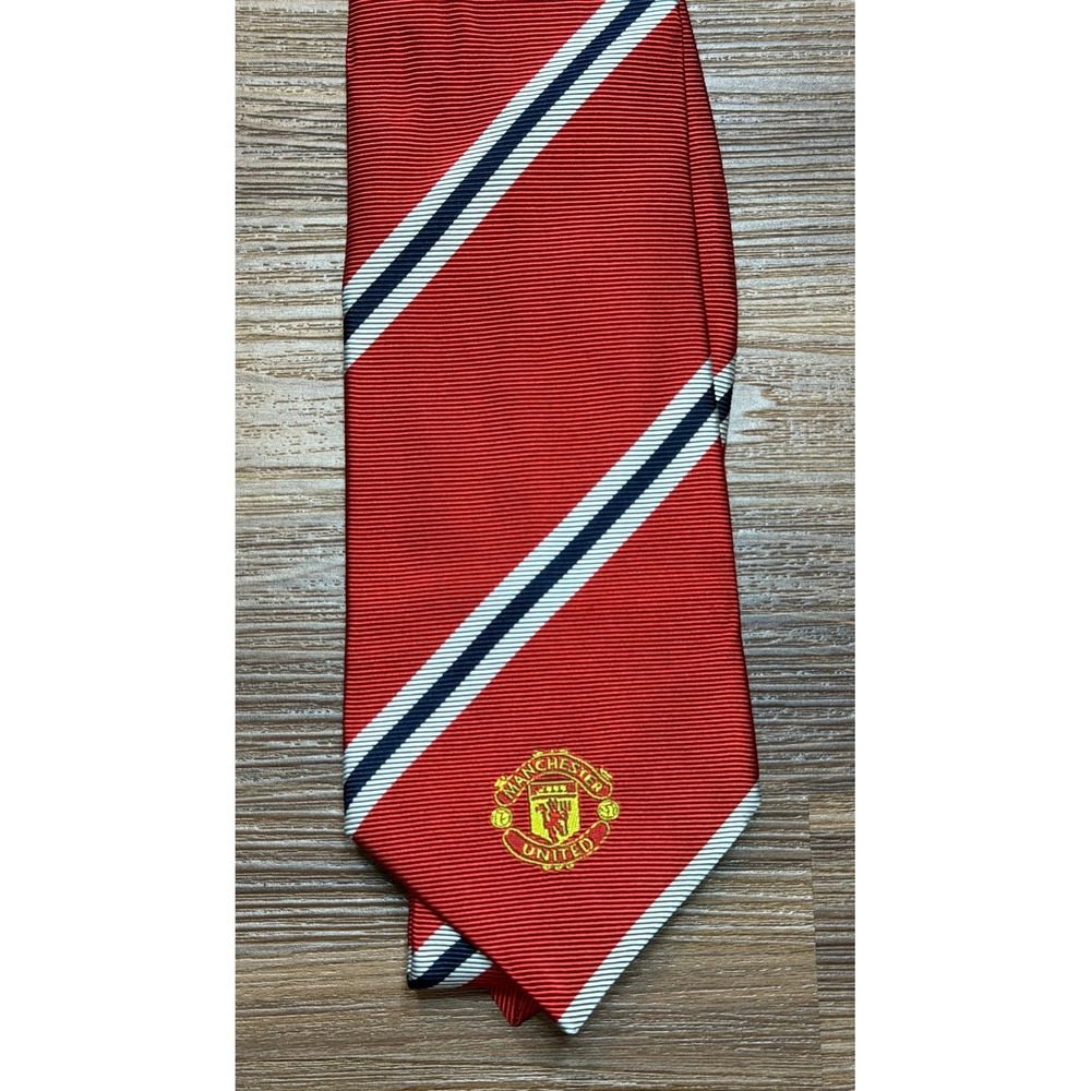 Paul Smith x Manchester United Soccer Silk Tie Red Striped Made in Italy